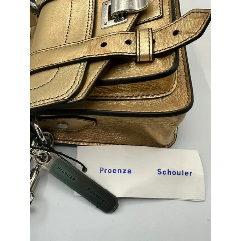 Proenza Schouler PS1 Micro Metallic Gold Crossbody Bag Satchel Authentic NWT